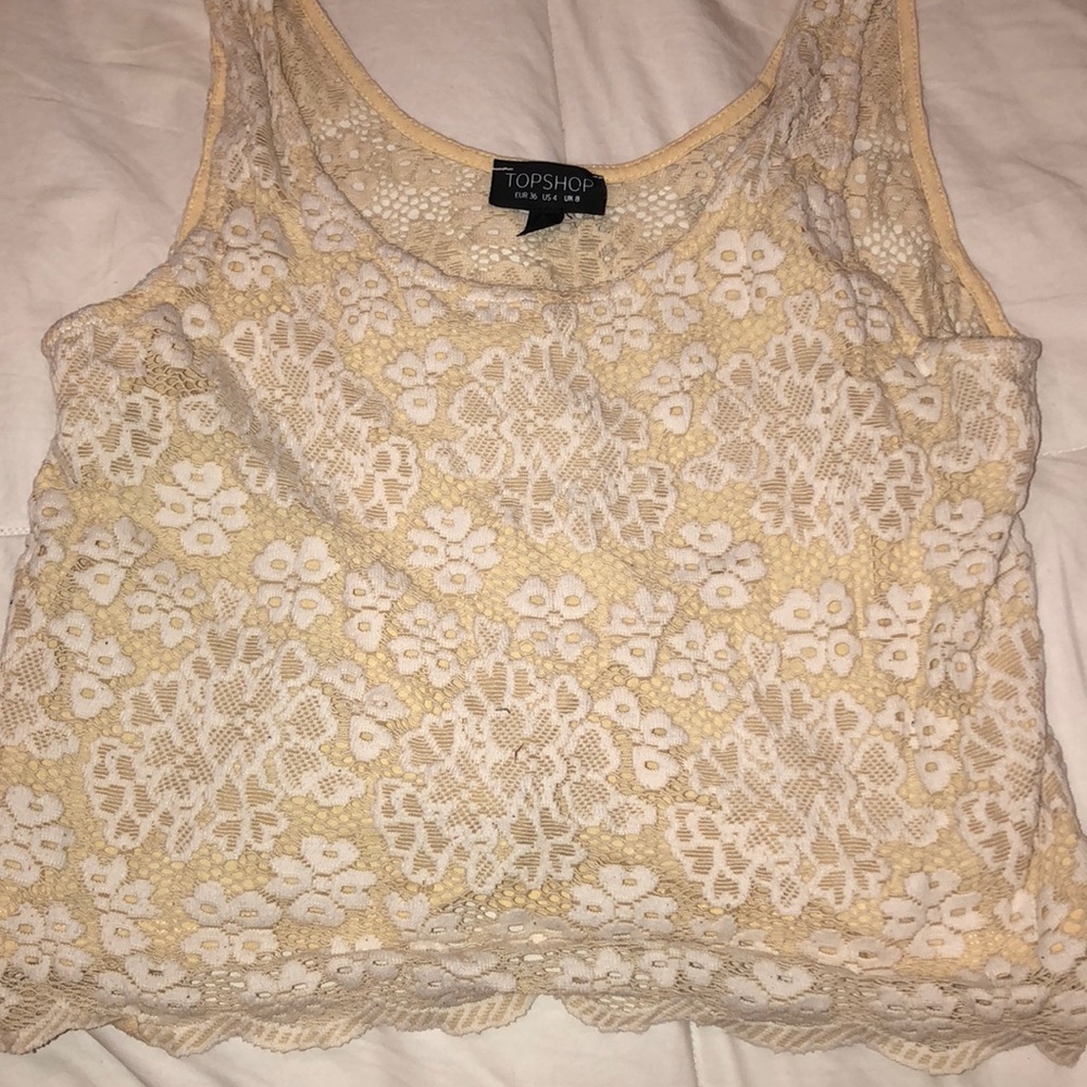 Light yellow top shop lace tank